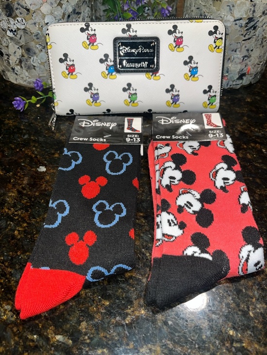 Disney Accessories - NWOT Disney parks Mickey Mouse Loungefly wallet w/ NWT socks